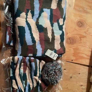 Express Multicolor Knit Scarf and Beanie Set